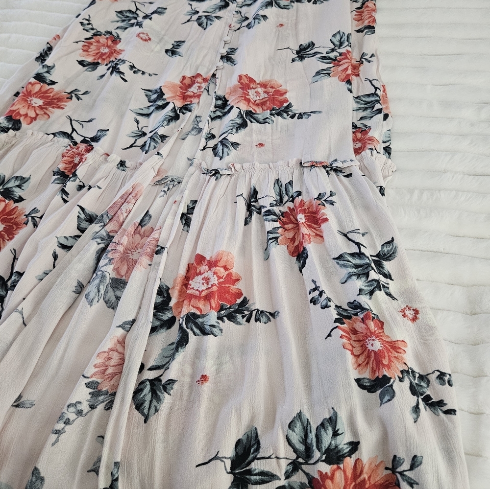 American Eagle 2 Piece Maxi Skirt & Bralette Set Cream Vibrant Floral Womens S/M - Picture 3 of 14